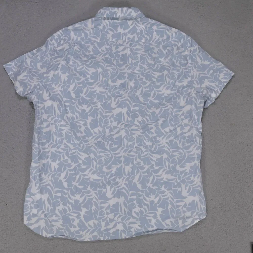 J Crew Floral Shirt Mens XL SLIM Gray Short Sleeve Button Down